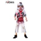 Kids zombie football player costume with blood-splattered white jersey and helmet