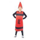 Kids red crayon costume tabard with cone hat