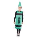 Kids green crayon tabard costume with pointed hat and Green print
