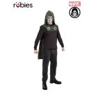 Adult Dr Doom costume cape and mask set with green hooded cloak and sculpted character mask