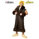 Adult Barney Rubble costume with brown tunic and blonde wig - front view