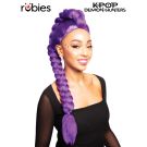 Adult K-Pop Demon Hunters Rumi purple braided wig with crown bun detail on model