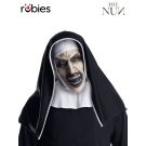 Adult The Nun mask with attached black headpiece showing painted demonic face details
