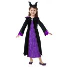 Girls Disney Maleficent costume dress with purple satin panel and black velour bodice