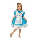 girls alice in wonderland costume dress - disney licensed blue satin with apron & bow - alternate view