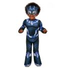 Toddler Black Panther costume with padded chest and vibranium suit print