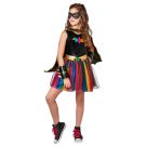 girls batgirl deluxe rainbow tutu costume - dc superhero girls dress with cape & mask - alternate view