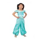girls jasmine costume - disney aladdin princess dress with pants - alternate view