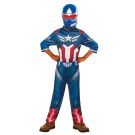 Kids Captain America Brave New World costume with printed jumpsuit and molded mask