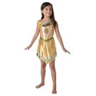 Girls Disney Pocahontas costume dress with gold satin bodice and digital character print