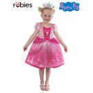 Girls Peppa Pig Princess dress costume with pink velour bodice and tulle peplum