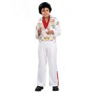 Kids Elvis Presley costume with white jeweled jumpsuit and red scarf