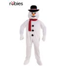 Adult snowman mascot costume with oversized head and red scarf