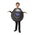 Kids Magic 8-Ball costume tabard front view with vinyl answer window and blue triangle
