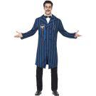 Mens Duke of the Manor Costume - blue and black striped Victorian jacket with bow tie