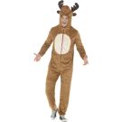 Full-length reindeer onesie costume with elasticized ankle cuffs and attached hood