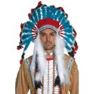Turquoise and red feathered headdress with radiating crown and beaded headband