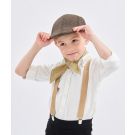 Kids Victorian Newsboy Costume Accessories - Brown Cap, Braces & Neckerchief Set - alternate view