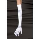White costume gloves in satin Lycra, opera length extending above elbow