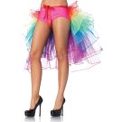 Adult rainbow bustle skirt with eight organza layers and high-low hem