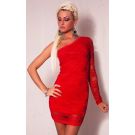 Red One Sleeve Mini Dress - Womens Clubwear - alternate view