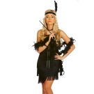 Adult Black Flapper Costume with Headband and Pearl Necklace - alternate view 4