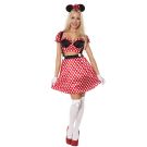 Womens classic mouse character and classic mouse character costumes with red polka dot skirt and mouse ears headband