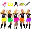 Womens I Love the 80s Costume - Neon Tutu Skirt Party Outfit with Accessories - alternate view