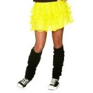Adult neon yellow 80s tutu skirt with layered ruffles front view