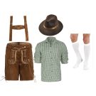 Mens Green Shirt with Brown Lederhosen German Costume full set lh220g+lh998+vzp305w