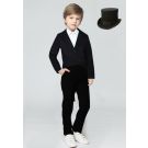 Kids black tailcoat jacket with top hat magician costume front view