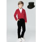 Kids red ringmaster tailcoat costume with black top hat