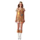 Fringed ankle cuffs and floral headband included with 60s go-go dancer costume