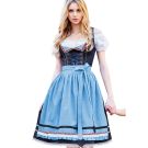 Womens Oktoberfest dirndl costume with light blue apron and polka-dot bodice