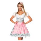 Womens Bavarian beer maid costume with pink apron and corset bodice