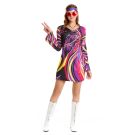 Womens 60s 70s Rainbow Disco Dress with Headband - Psychedelic Hippie Costume - alternate view 6