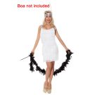 Womens white flapper dress with tiered fringe tassels and sequin headband