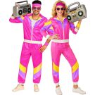 Couples 80s Shellsuits Dress Up Hot Pink Tracksuit Costume (