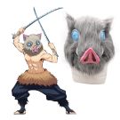 Boar Beast Hunter Cosplay Mask - Wild Boar Helmet with Blue Eyes and Tusks - alternate view