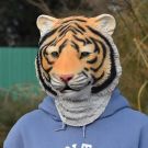 Adult realistic tiger mask full head latex costume accessory with sculpted features