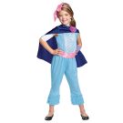 Back view of girls costume showing zipper closure and cape tie detail