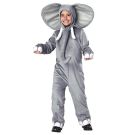 Kids elephant onesie costume grey plush with hood and trunk