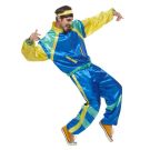 80s Shell Suit costume showing color-blocked panels and yellow headband accessory