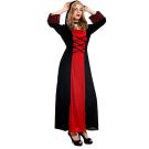 Gothic witch dress with criss-cross lacing detail on red center panel