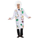 White lab coat with science formula prints and chemical spill graphics