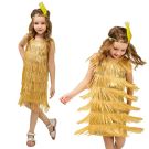 Girls Gold Flapper Costume - 1920s Charleston Dress with Headband - alternate view
