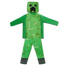 Kids green pixel mob costume with cube mask and pixelated camouflage print tunic