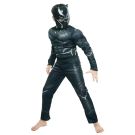 Kids Wakandan Warrior Costume - Superhero Jumpsuit with Muscle Chest and Mask - alternate view