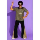 Mens Gold Disco Costume with Afro Wig and Accessories - 1970s Sequin Outfit - alternate view