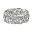 Silver Art Deco bracelet with crystal rhinestones and lattice filigree pattern